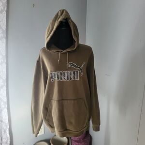 Puma Men's Hooded Pullover Sweatshirt - Olive Brown